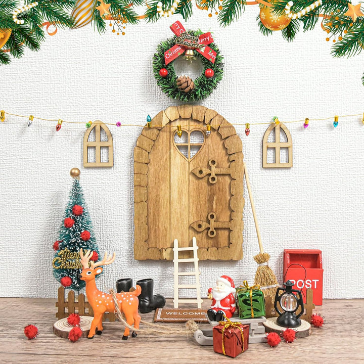 FFZZKJ Wichteltür Zubehör Weihnachten Set 46Pcs Weihnachtswichtel Tür Komplettset mit Licht Weihnach