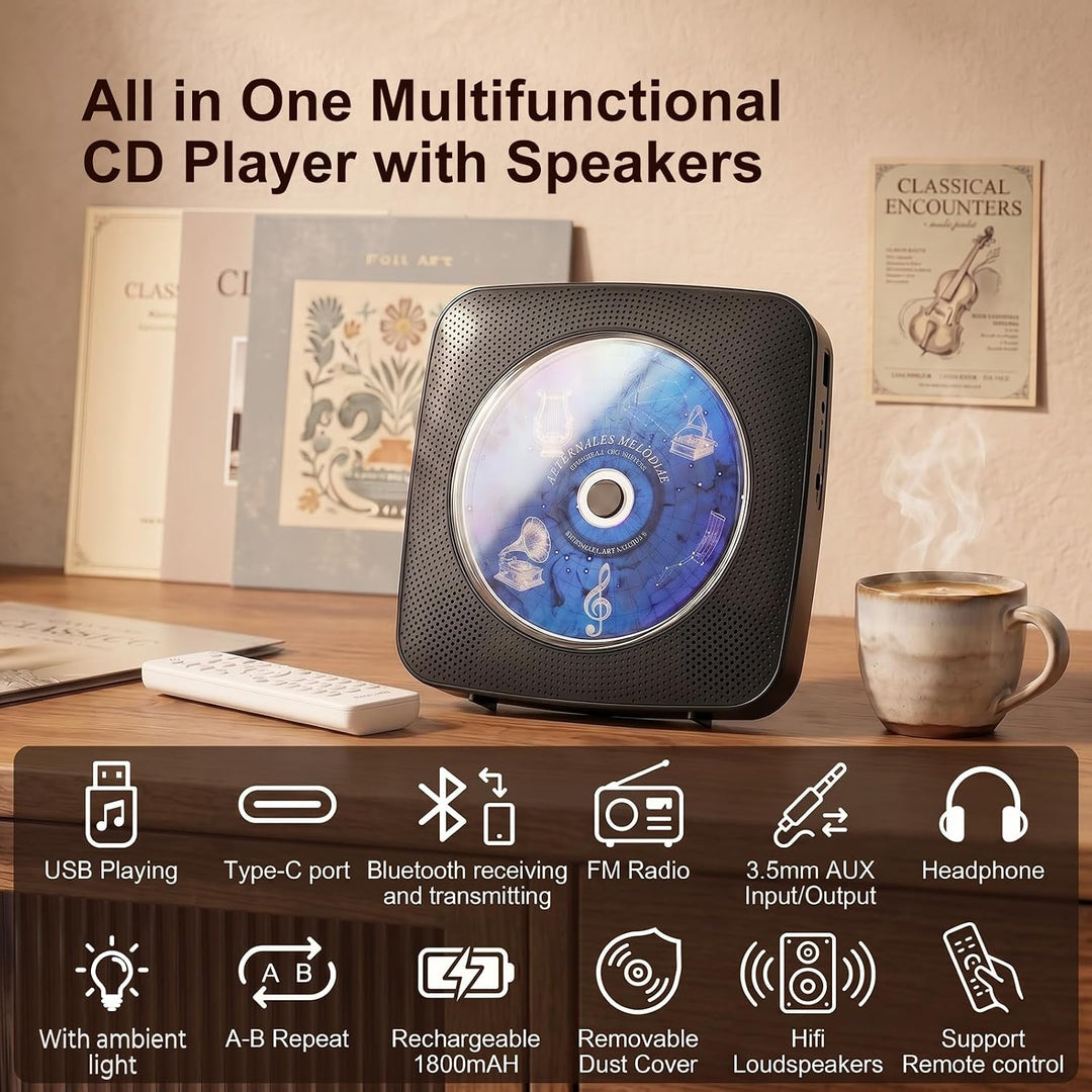 Gueray Tragbarer CD Player Tragbar : Radio CD Players Kinder CD-Player Discman mit 1800mAh Akku Laut