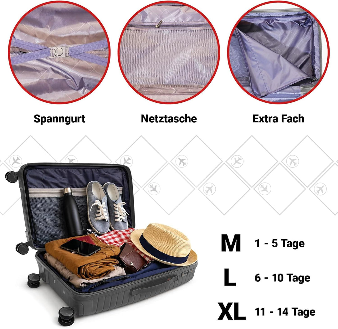 Berwin Reisekoffer aus Polypropylen (PP) Hartschalenkoffer Trolley Koffer Suitcase Luggage Modell No