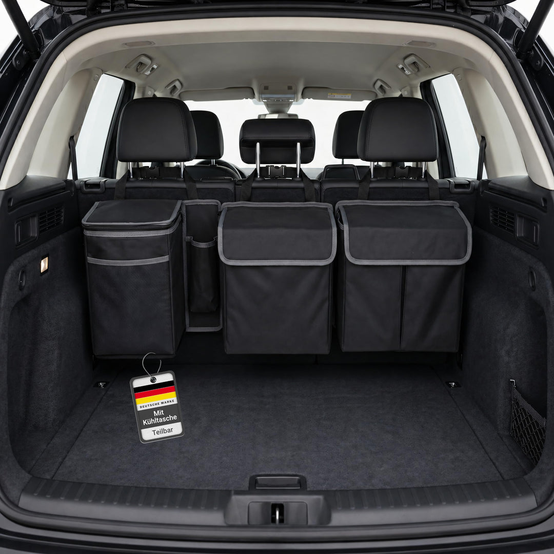 Vicera Auto Kofferraum Organizer mit Klett • Kofferraumtasche mit teilbaren Modulen und integrierter