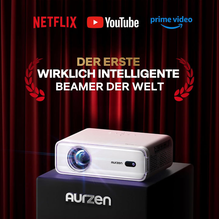 Aurzen Eazze D1 Beamer 4K Heimkino Projektor: Smart Full HD 1080P Beamer mit NetfIix Officially & Do