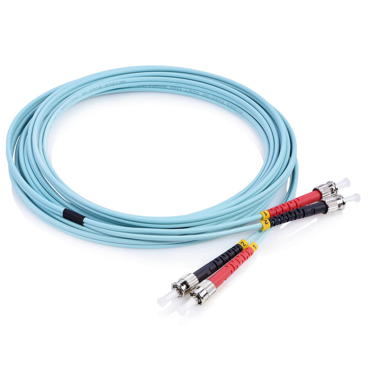 TPFNet Premium 50m LWL Glasfaser Fiber Patchkabel Multimode Kabel ST/ST OM3 Duplex 50/125µm 10 Gigab