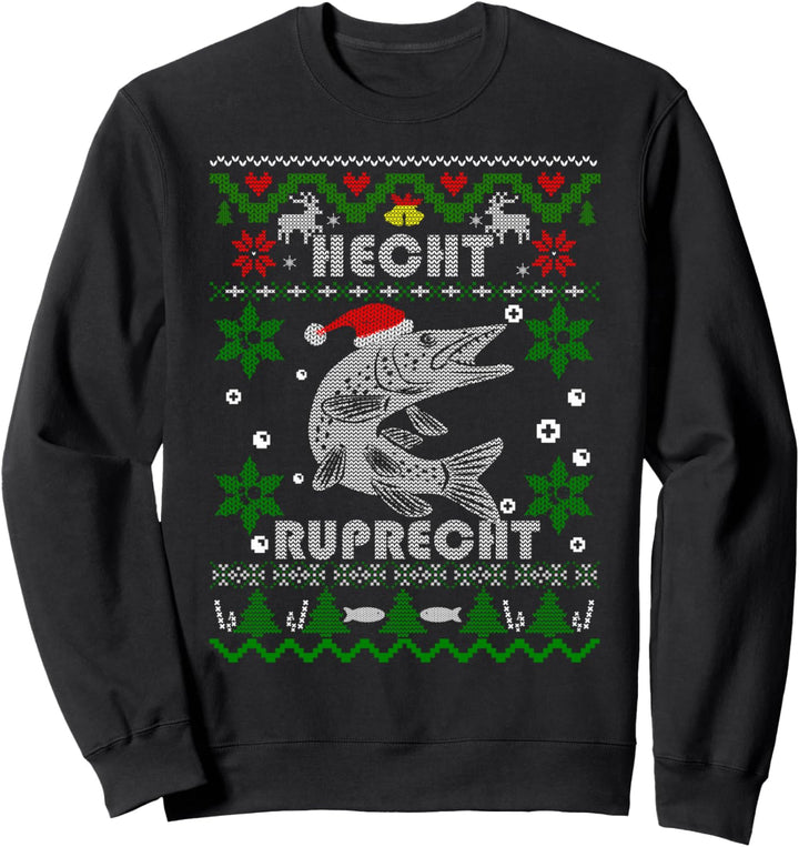 Lustige Hecht Ruprecht Angler Geschenke Weihnachten Angeln Sweatshirt Langarm