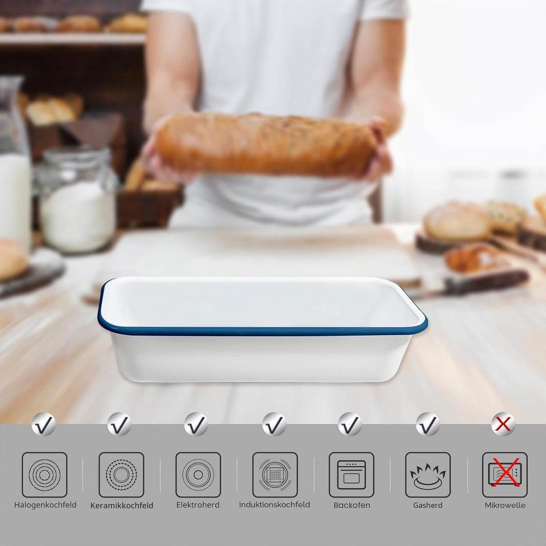 webake Brotbackform Emaille Kastenform Brotform Rechteckige Backform für Kuchen, Toastbrot, 32 x 13