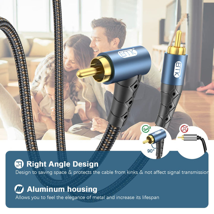 EMK Subwooferkabel Winkelstecker Cinch Kabel Rechteckiges RCA Cable Digitales Koaxialkabel 90 Grad C