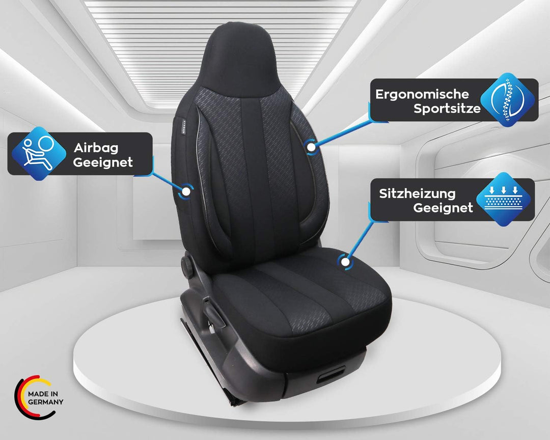 BREMER SITZBEZÜGE Mass Piloten Auto Schonbezüge kompatibel mit Smart fortwo 450 Fahrer &amp; Beifahrer a