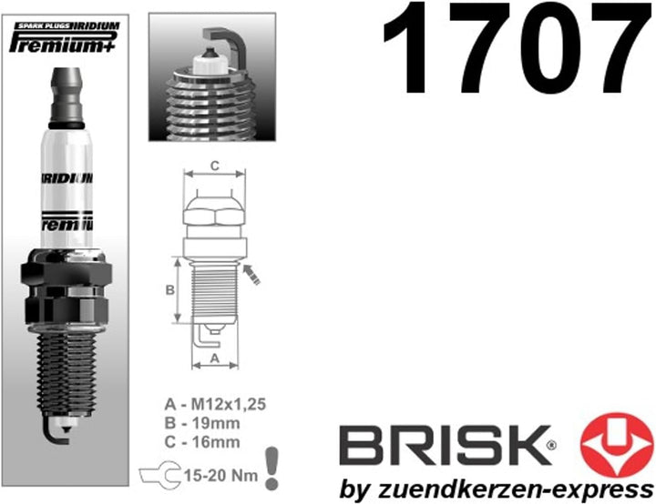 BRISK Iridium Premium+ Plus P10 BR14YIR 1707 Zündkerzen, 4 Stück