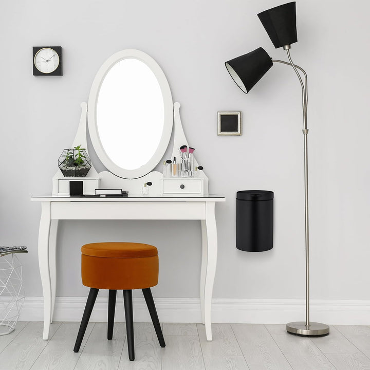 Relaxdays Kosmetikeimer Wandmontage, 5 Liter, Absenkautomatik, Inneneimer, Metall, runder Badezimmer
