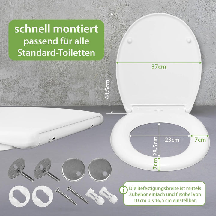banjado Toilettendeckel mit Absenkautomatik 44,5x37cm - Soft Close Toilettensitz - WC Sitz mit Absen