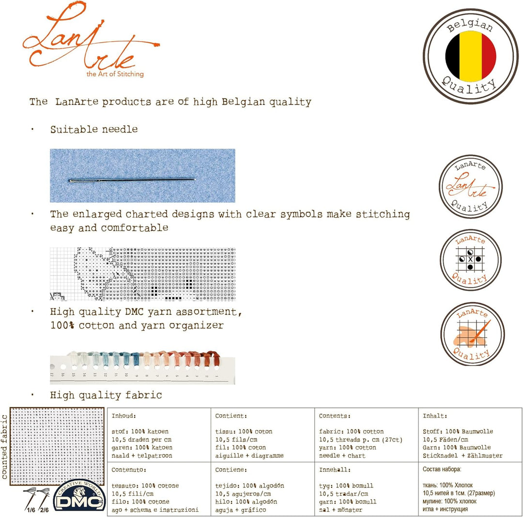 LANARTE PN Zählmusterpackung Afrikanische Frau Kreuzstichpackung, Baumwolle, Mehrfarbig, 39 x 49 x 0