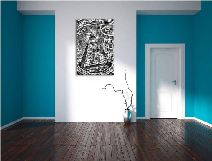 Monocrome, Illuminati Pyramide, Black and White, Format: 100x70 auf Leinwand, 100x70