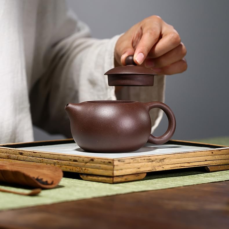 Teekanne, 170 ml, chinesischer Yixing Xishi ZinI Ton, Ballfilter für losen Tee (kugelförmiger Filter
