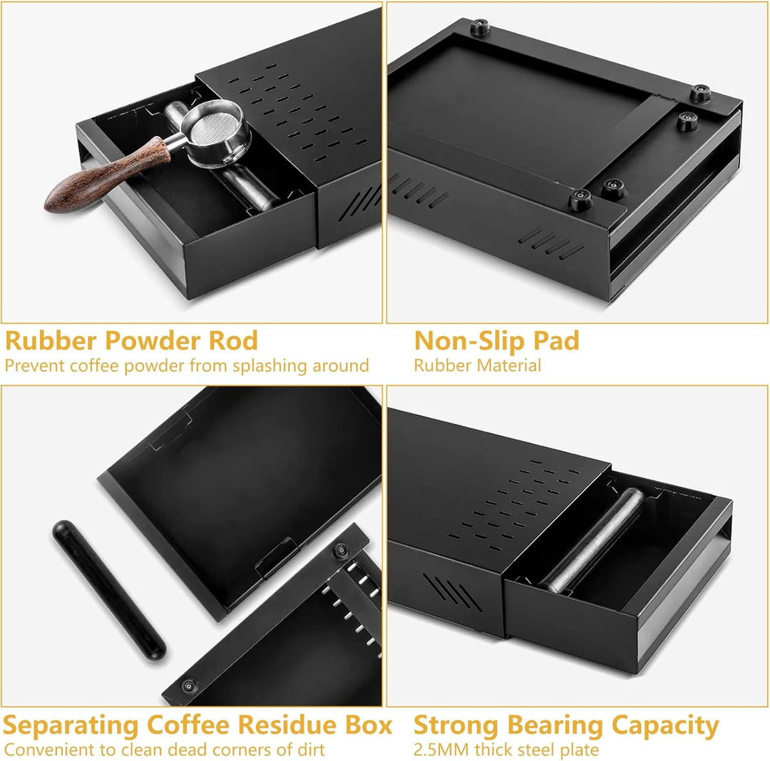 Kaffee-Klopfbox-Schublade, Kaffeesatz-Klopfbehälter mit Abnehmbarer Klopfstange Espresso-Klopfbox-Sc