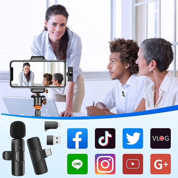 Handy Mikrofon für iPhone/iPad/Android/Laptop, Plug-Play Lavalier Mikrofon Wireless Microphone Anste