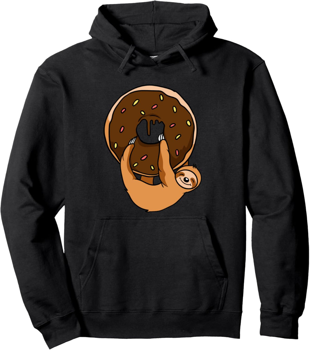 Lustiges Donuts Faultier Cooles Faultier Hängt An Donut Pullover Hoodie