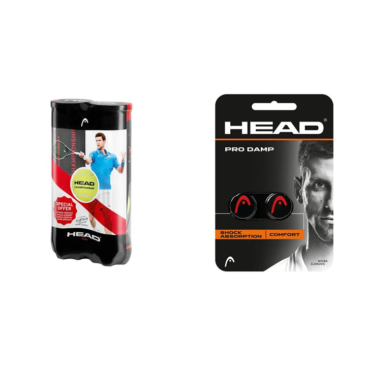 HEAD Unisex-Erwachsene Championship 8 Balls Bundle mit Damp Tennis Dämpfer, 8 Balls Bundle mit Damp