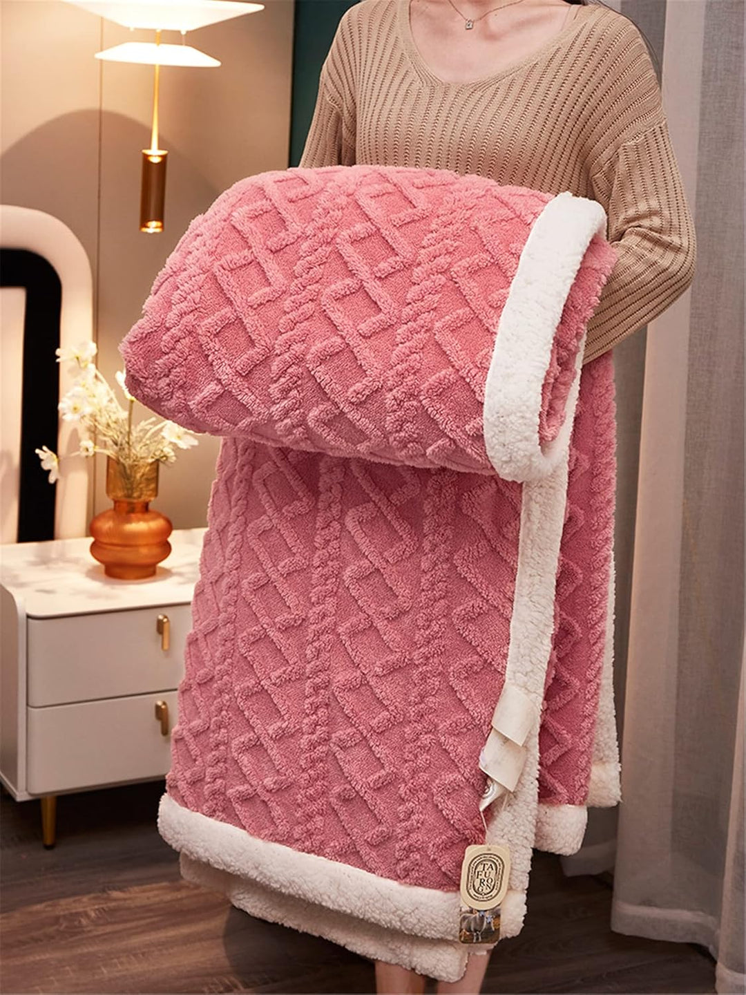 Hayisugal Flauschige Sherpa Kuscheldecke - hochwertige Schafdecke, super weiche Fleecedecke als Sofa