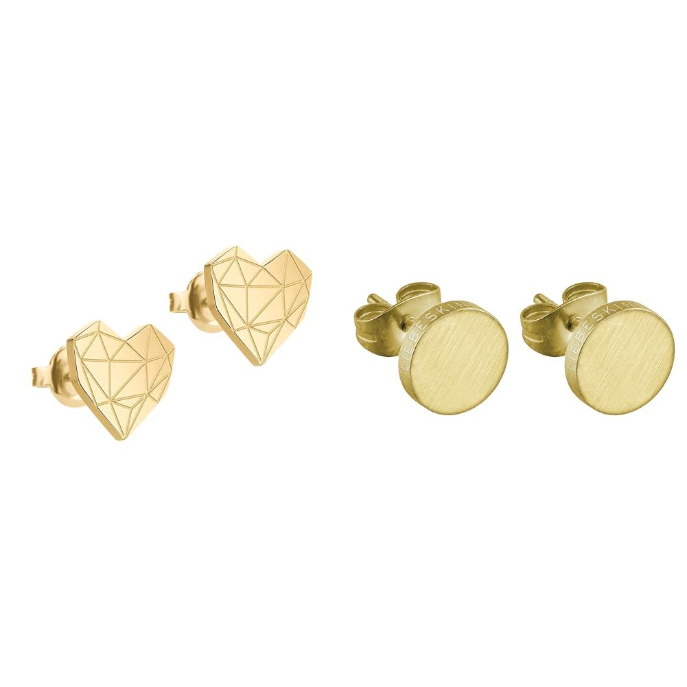 LIEBESKIND BERLIN Herz Ohrstecker – Silber, Gold, Roségold & Schwarz – klein & gross – Damenschmuck
