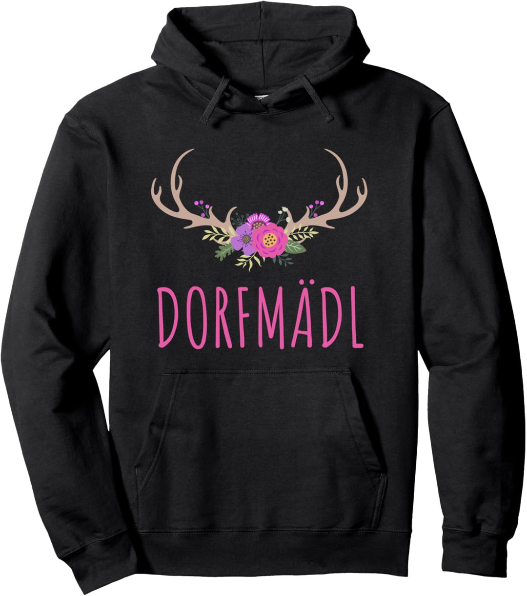 Dorfkind Hirschgeweih Blumenkranz Dorfmädl Pullover Hoodie