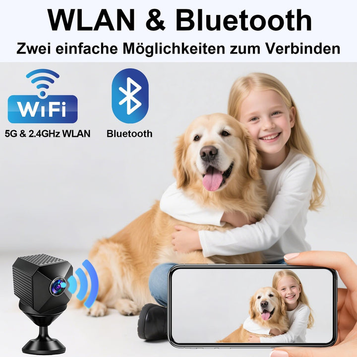 Mini Kamera 4K HD WLAN Kamera - Live Übertragung Handy APP Für WiFi Camera Indoor mit Akku Sicherhei