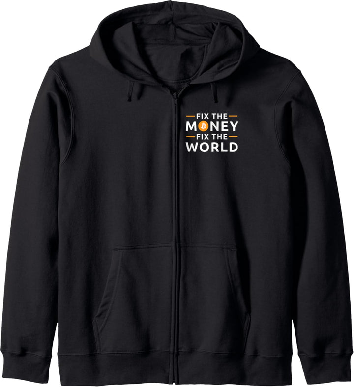Repariere das Geld, repariere die Welt, Bitcoin Kapuzenjacke
