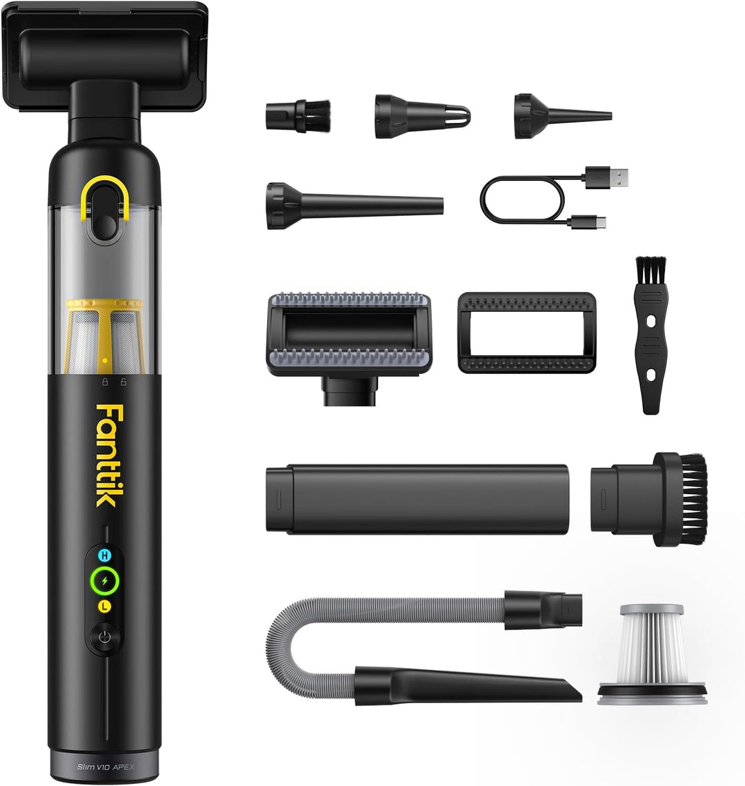 Fanttik Slim V10 Apex Kabelloser 4-in-1 Auto & Mini-Handstaubsauger mit 19000 Pa Saugkraft, Smarter