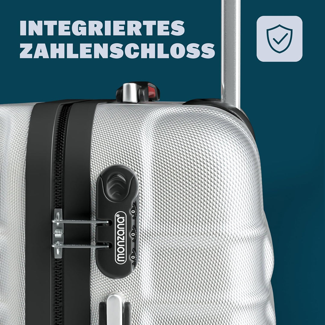 Monzana® Kofferset Baseline Hartschalen Koffer S-M-L-XL Gel-Griffe 4 Rollen ABS Hardcase Schloss Füs