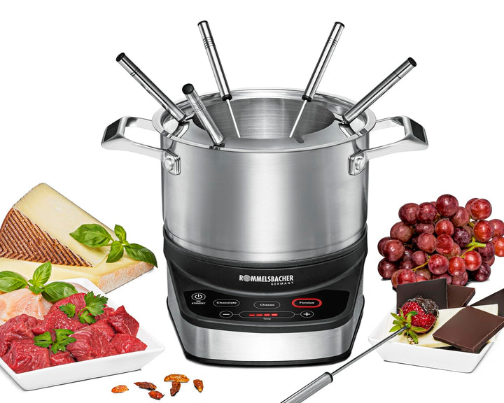 Rommelsbacher F 1200 Elektro Fondue Set, Edelstahl, 2.5