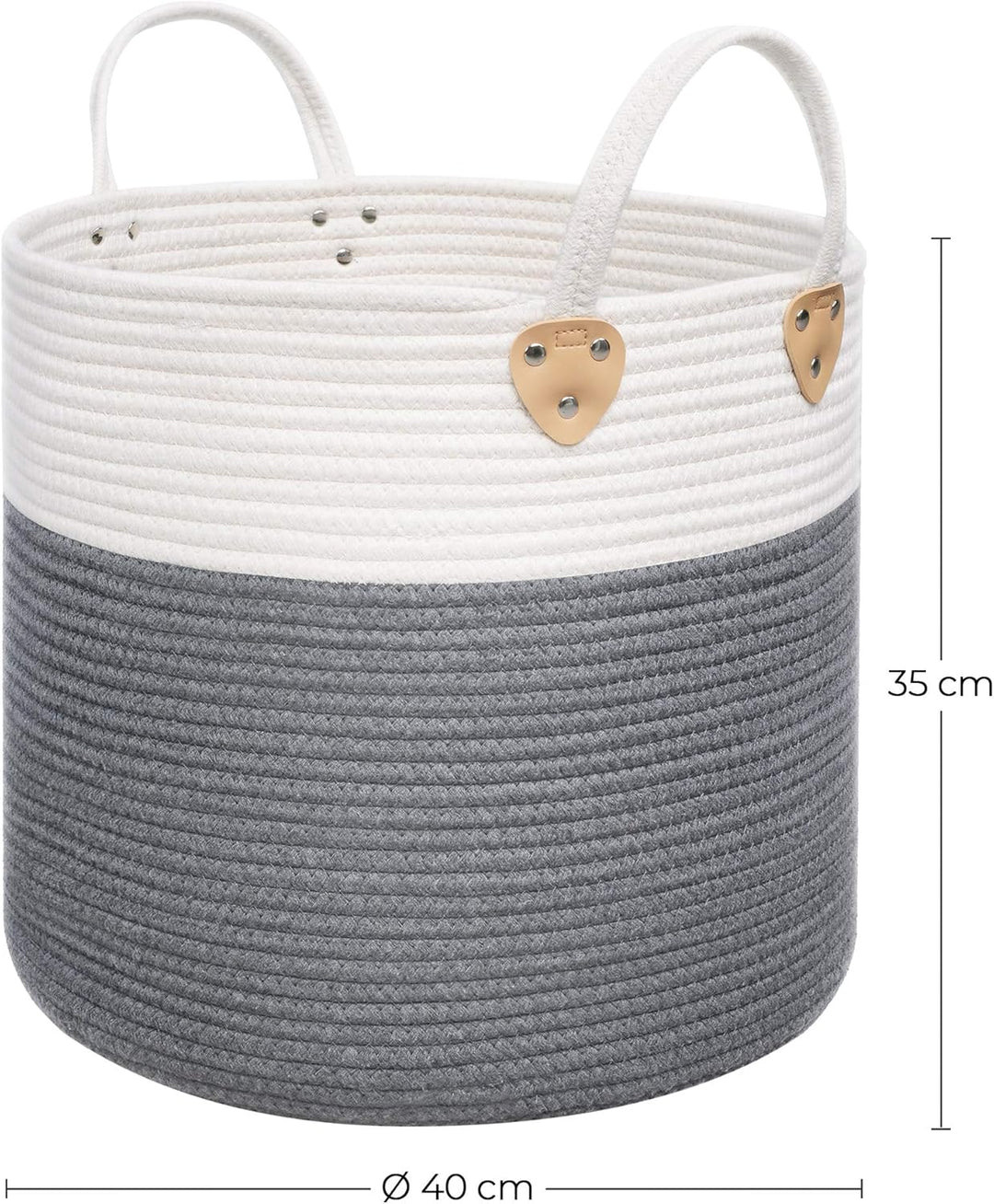SONGMICS Baumwollseilkorb, Wäschekorb mit Griffen, Wäschekorb aus Baumwolle, 50 L, für Spielzeug, Kl