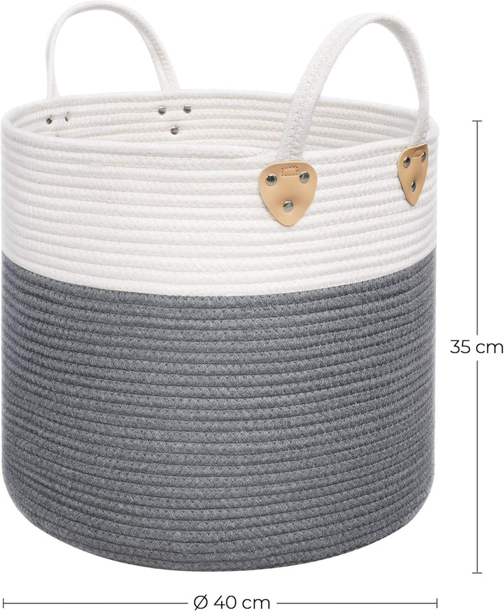 SONGMICS Baumwollseilkorb, Wäschekorb mit Griffen, Wäschekorb aus Baumwolle, 50 L, für Spielzeug, Kl