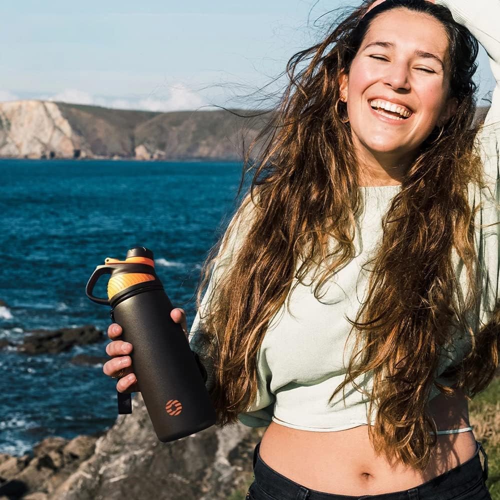 Fjbottle Edelstahl Trinkflasche Sport mit Magnetischem Deckel 1L, 800ml, 600ml, 400ml BPA-Frei Ausla