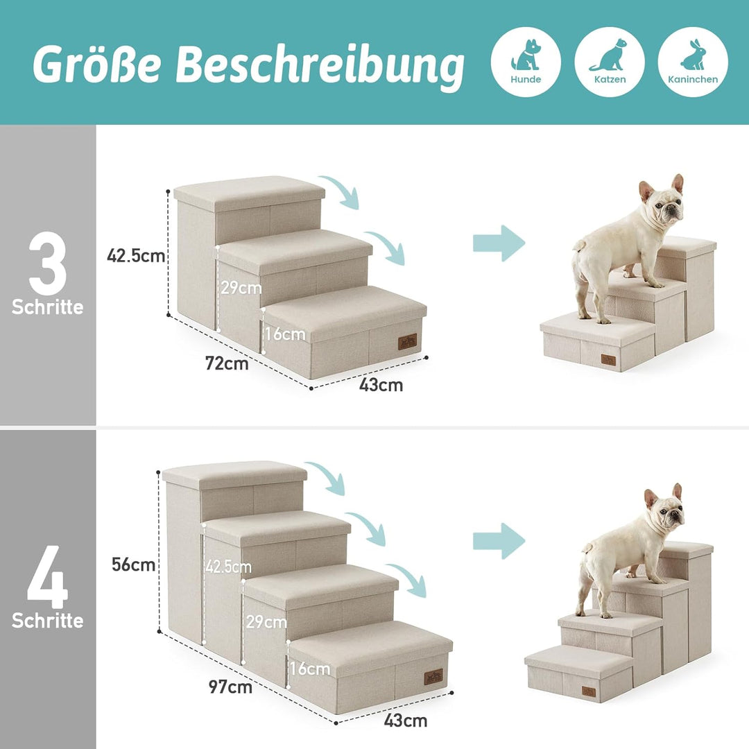 Hundetreppe für Kleine Hunde mit Stauraum, Breite Haustiertreppe Faltbare für Bett und Couch, Hunder