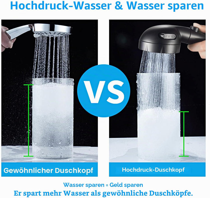 KAIYING Bohrfreier Hochdruck-Handbrause mit An-/Aus-Pausenschalter, 3 Sprühmodi, wassersparender Dus