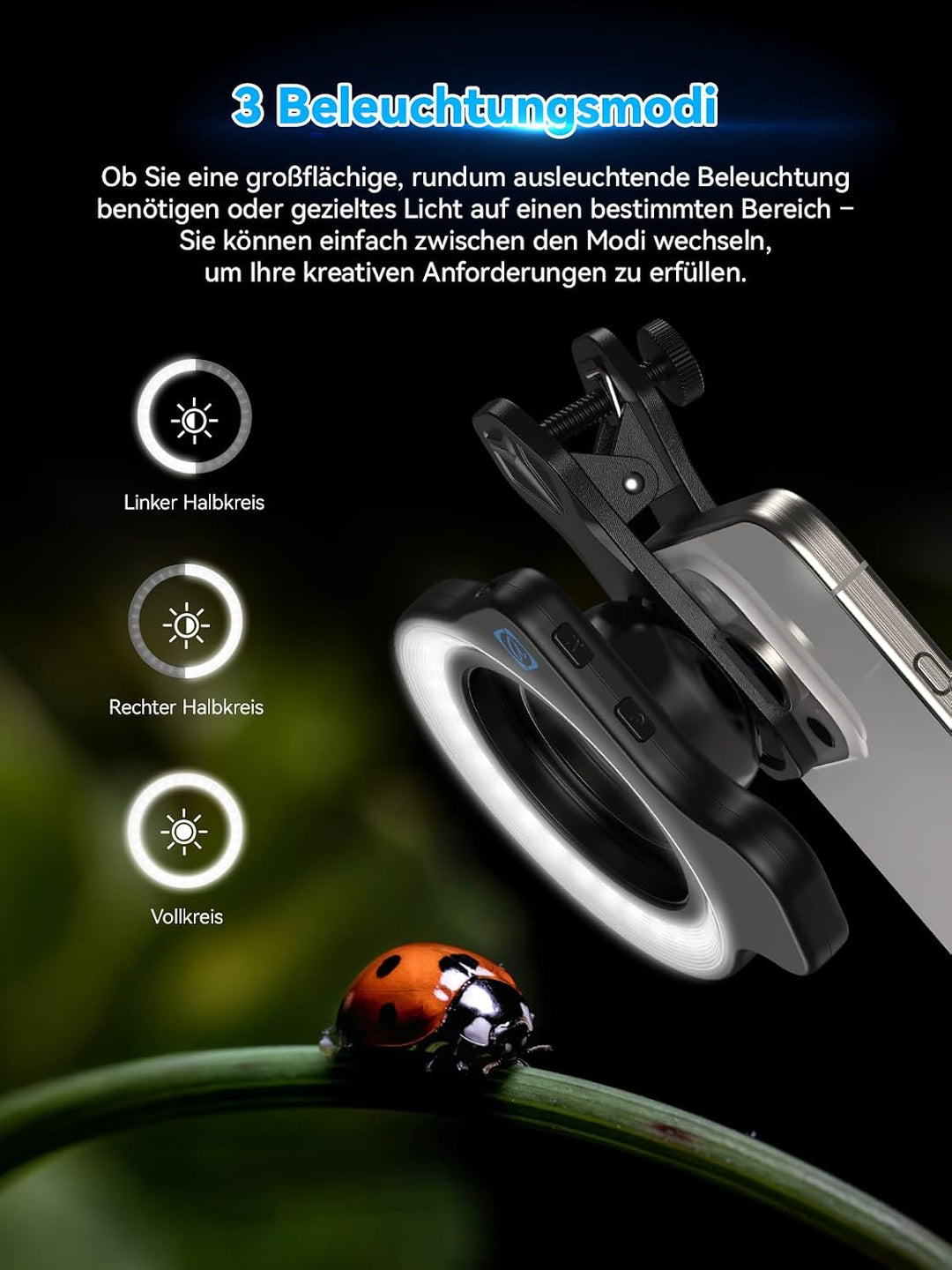 APEXEL Makro-Objektiv für iPhone 14 Pro, 100 mm Handyobjektiv + CPL-Filter, Makro-Objektivaufsatz fü