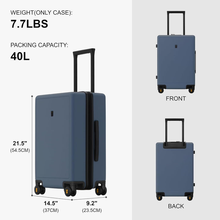 LEVEL8 Koffer Trolley Handgepäck mit Organizer Set 4-teilig, Leicht 100% PC TSA Zahlenschloss 8 Spin