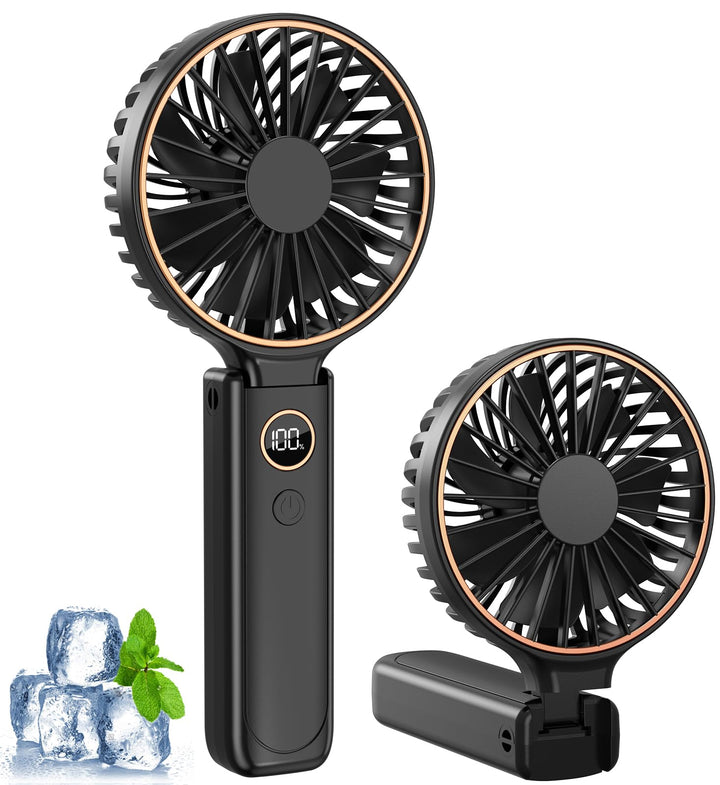 Rintea Handventilator, Tragbarer Mini Ventilator mit 6 Geschwindigkeiten, Faltbarer USB Ventilator,