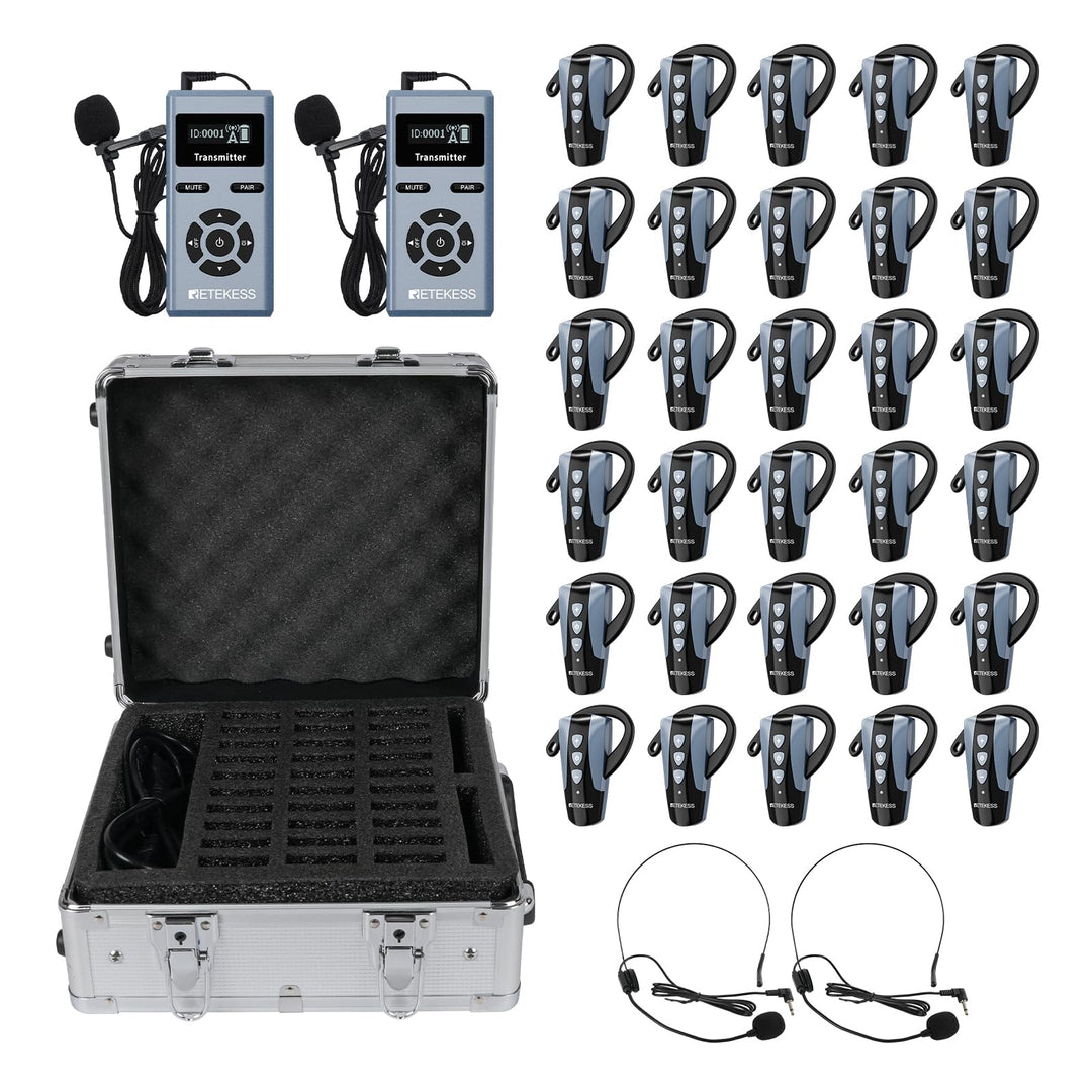 Retekess TT106S Drahtloses Tourguide-System, Ohrbügel-Empfänger, 2.4GHz, One-Touch-Bedienung, 200 m,