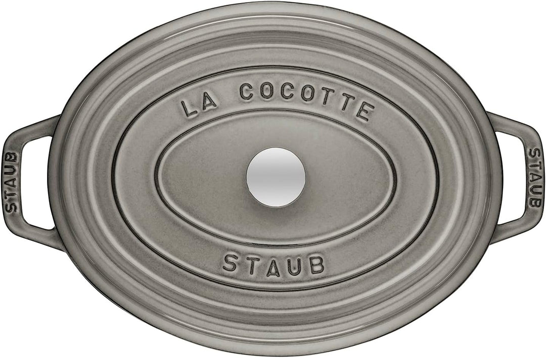 STAUB Gusseisen Bräter/Cocotte, Oval 33 cm, 6,7 L, Aromaregen Funktion, Für alle Herdarten geeignet,
