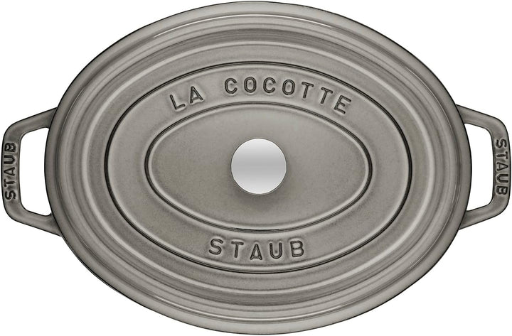 STAUB Gusseisen Bräter/Cocotte, Oval 33 cm, 6,7 L, Aromaregen Funktion, Für alle Herdarten geeignet,