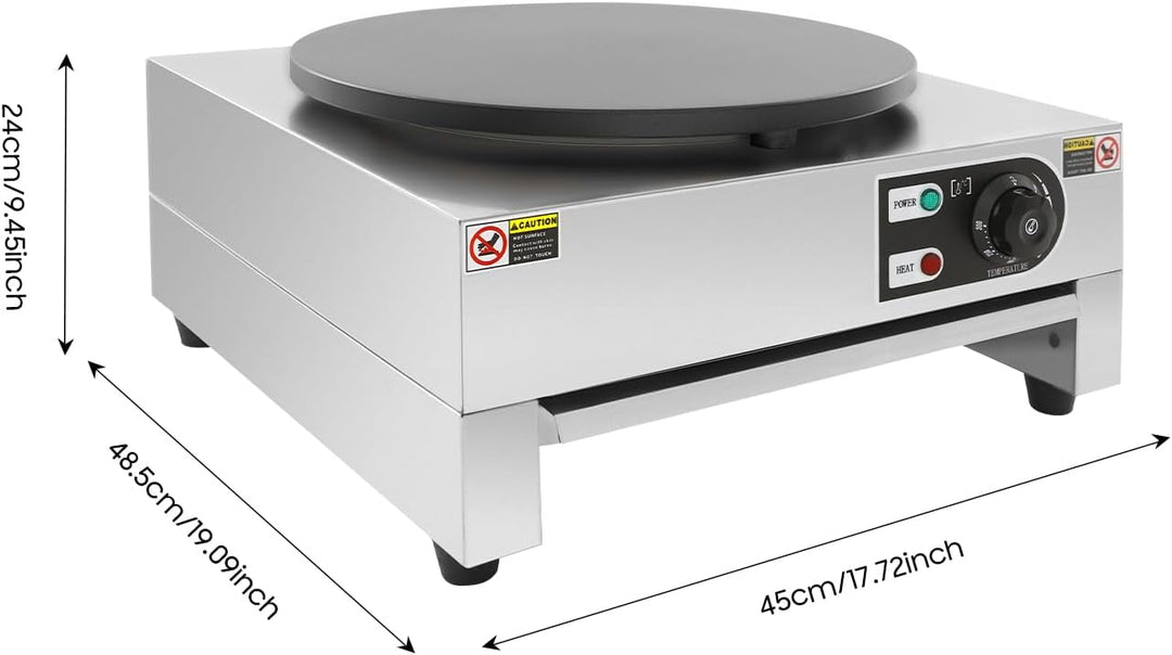 40cm Crepes Maker, Professional Crepesgerät mit Holzverteiler, Elektro Crepes Maker und Pfannkuchenm