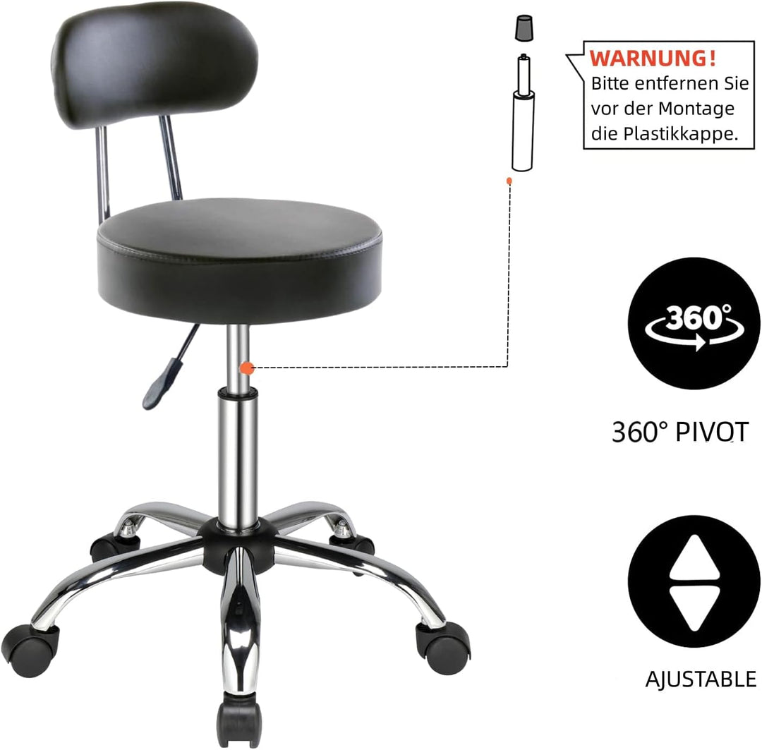 LEADZM Rollhocker Drehhocker Praxishocker Arbeitshocker Bürohocker Hocker 360° Drehbar mit höhenvers