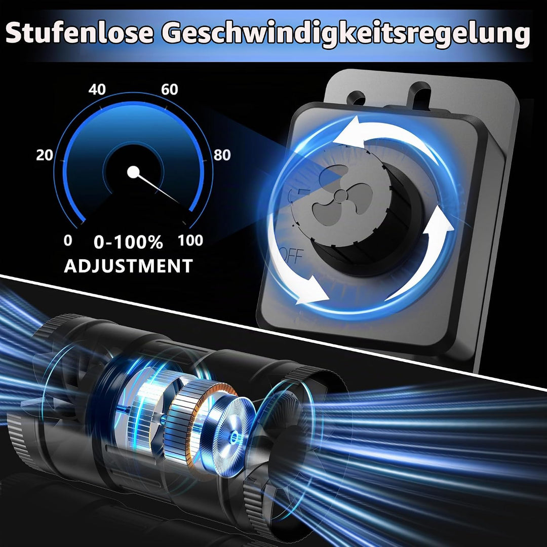 Regelbar Rohrventilator 150mm, Rohrlüfter 587m³/h, Abluftventilator mit Stecker Upgrade Controller,