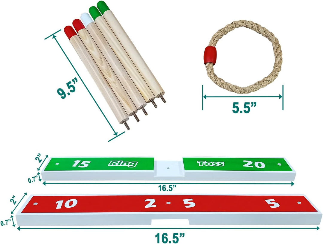 Holz-Ringwurfspiele – Quoits Spiele-Set, 5 Seilringe mit Tragetasche