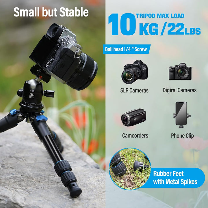 SIRUI AM203 Mini Stativ Kamera Klein Dreibein, Aluminium Ministativ Tischstativ Mini Tripod mit 360