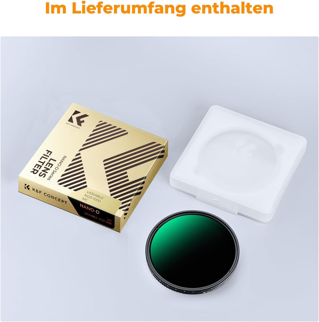 K&amp;F Concept D-Serie Variabler ND Filter ND3-ND1000 Graufilter 52mm(1.5-10 Blendenstufen), 52mm