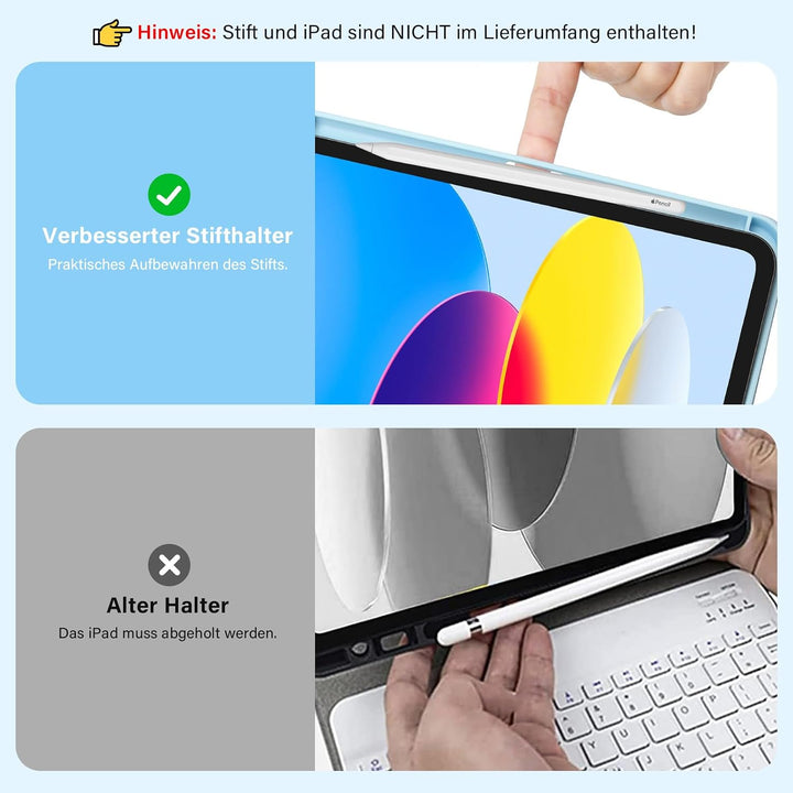 KBCASE Hülle mit Tastatur für iPad A16 11/10 Generation(11 Zoll 2025/10.9 Zoll 2022), 7 Farbige Bele