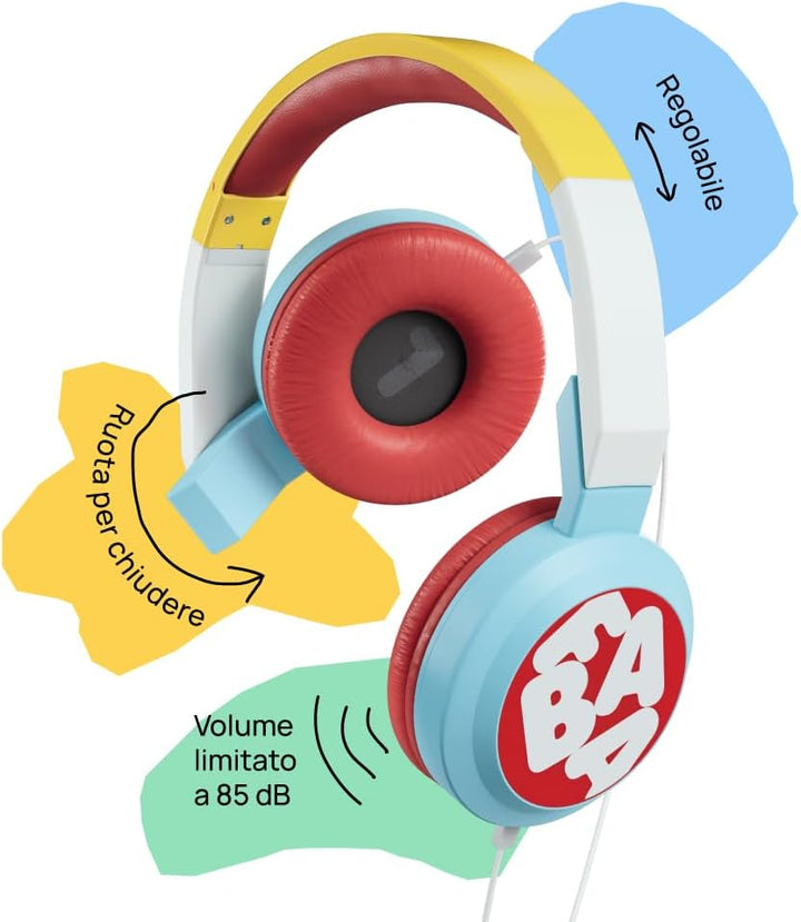 FABA - Dundun HPW40002 Kopfhörer mit Kabel, Mehrfarbig, Kinder von 3-10 Jahren