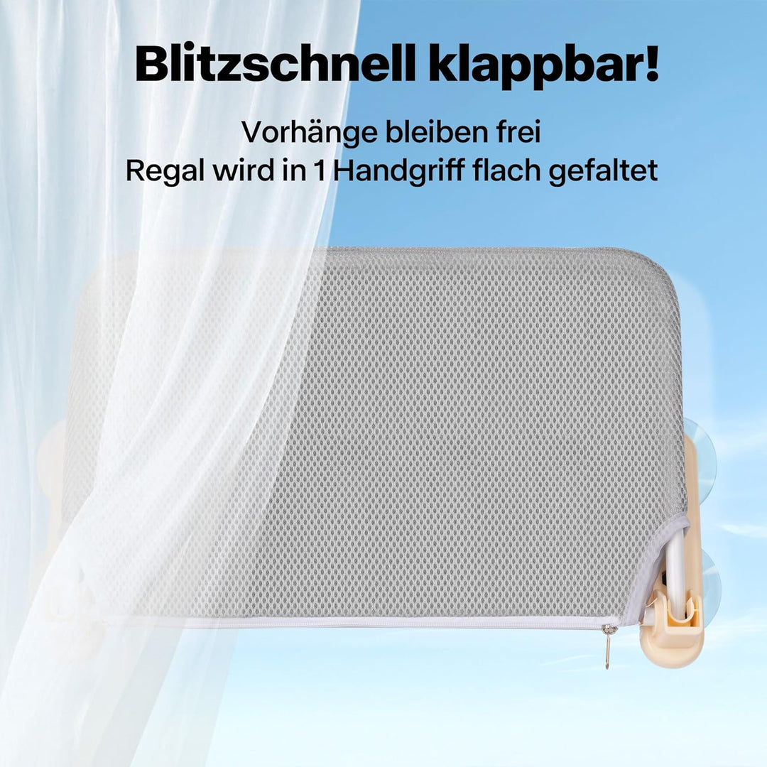 Pet Prime Katzen Fensterliege – 85mm Saugnäpfe &amp; 20kg Tragkraft, Edelstahl-Gestell, 2 Abnehmbare Bez