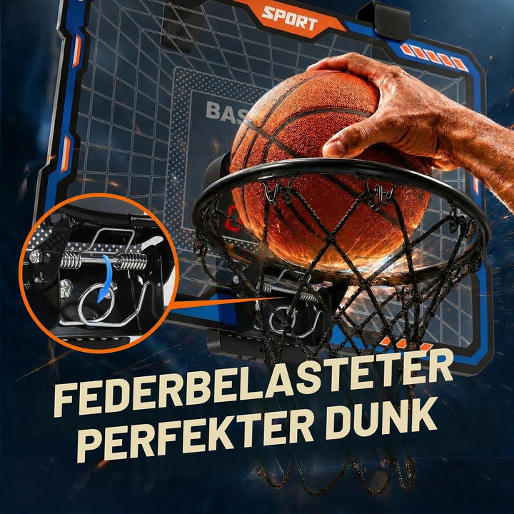 YESHIN Indoor Basketballkorb Kinder mit 7 Farb-LED Licht &amp; Fernbedienung, Mini Basketball Set für Tü