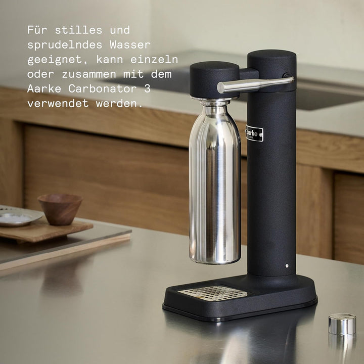 Aarke To-Go Bottle Edelstahl Trinkflasche für stille &amp; sprudelnde Getränke, kompatibel mit Aarke Car
